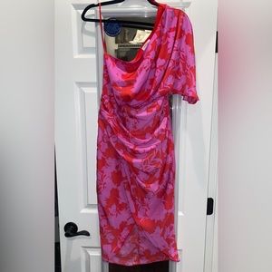 Red and Pink Semi-Formal Midi Dress